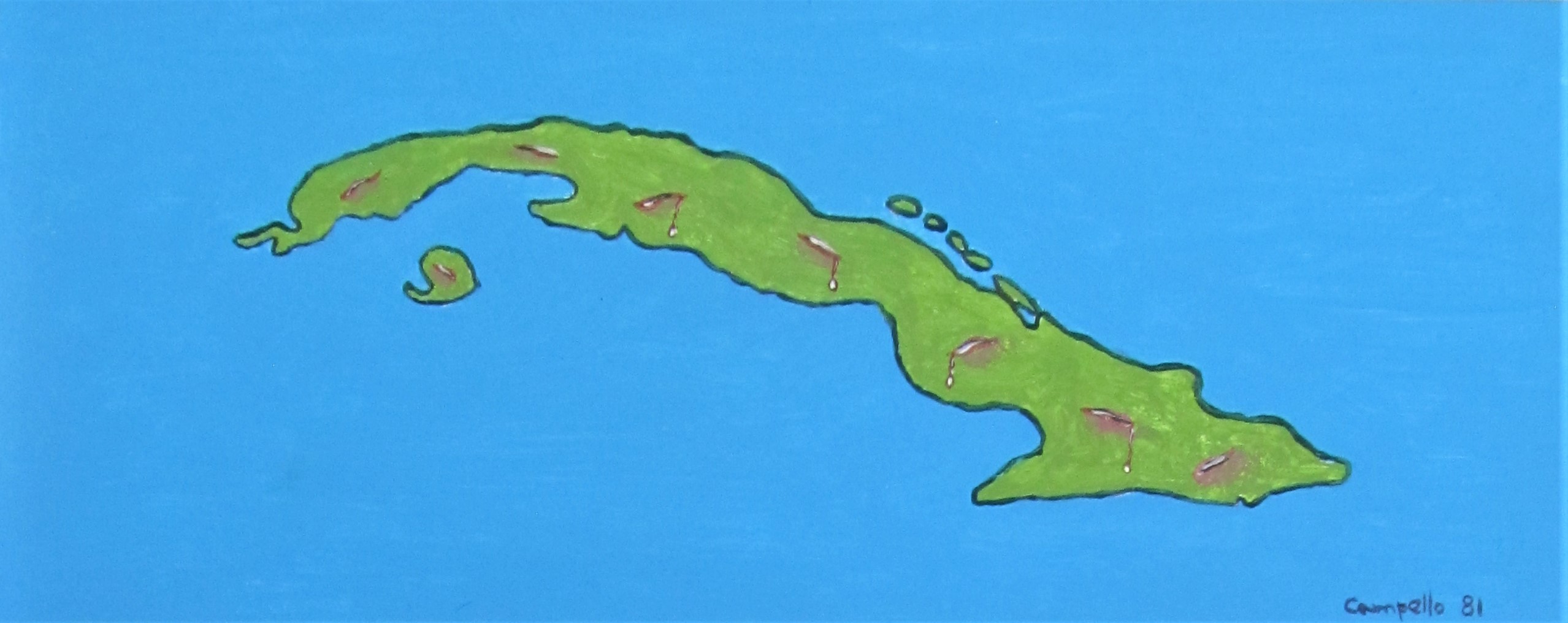 Original 1980 Cuban painting by Florencio Lennox Campello