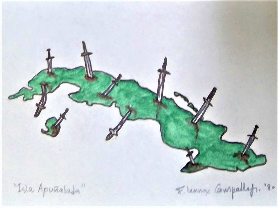 Original 1980 Cuban painting by Florencio Lennox Campello
