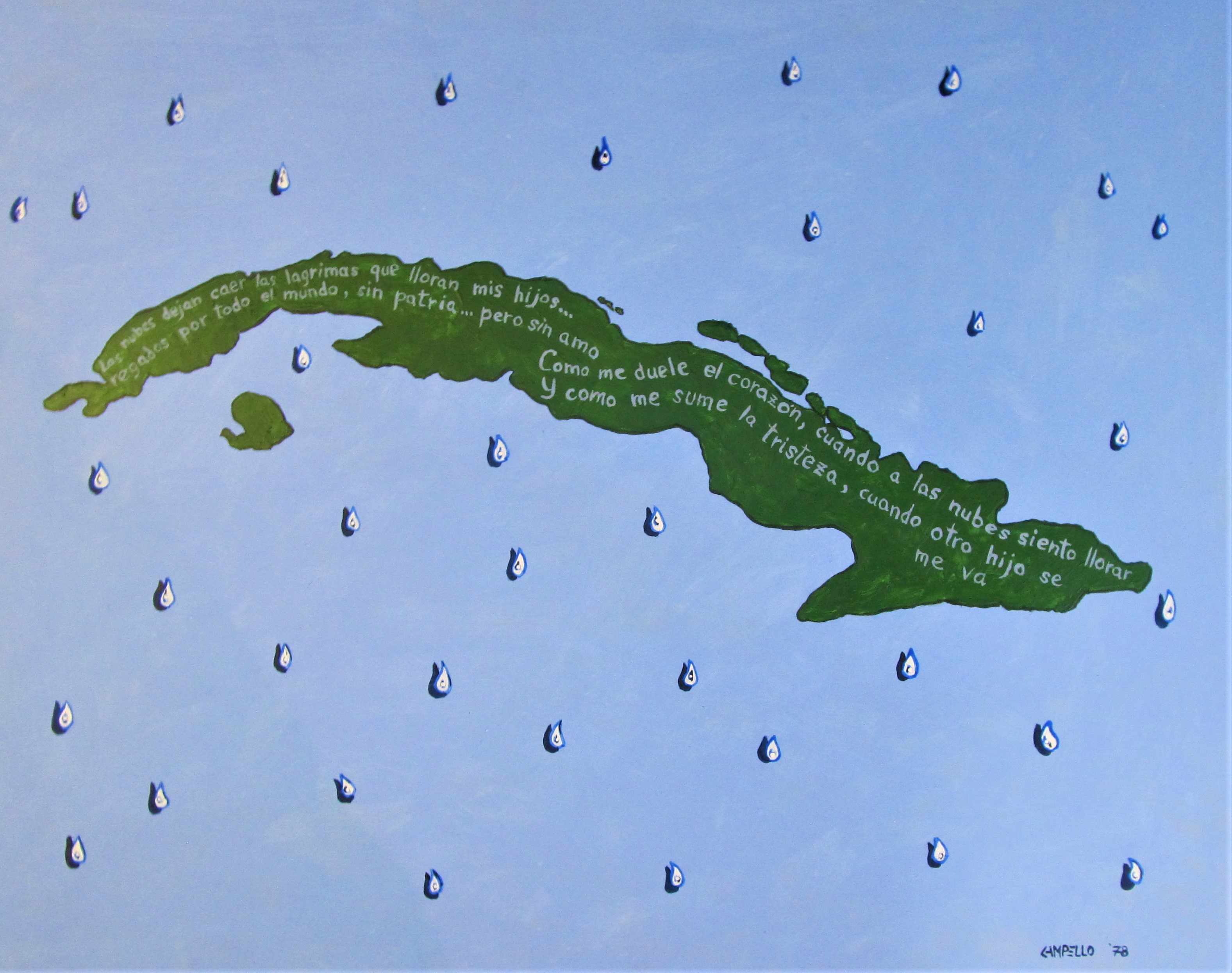 Original 1980 Cuban painting by Florencio Lennox Campello