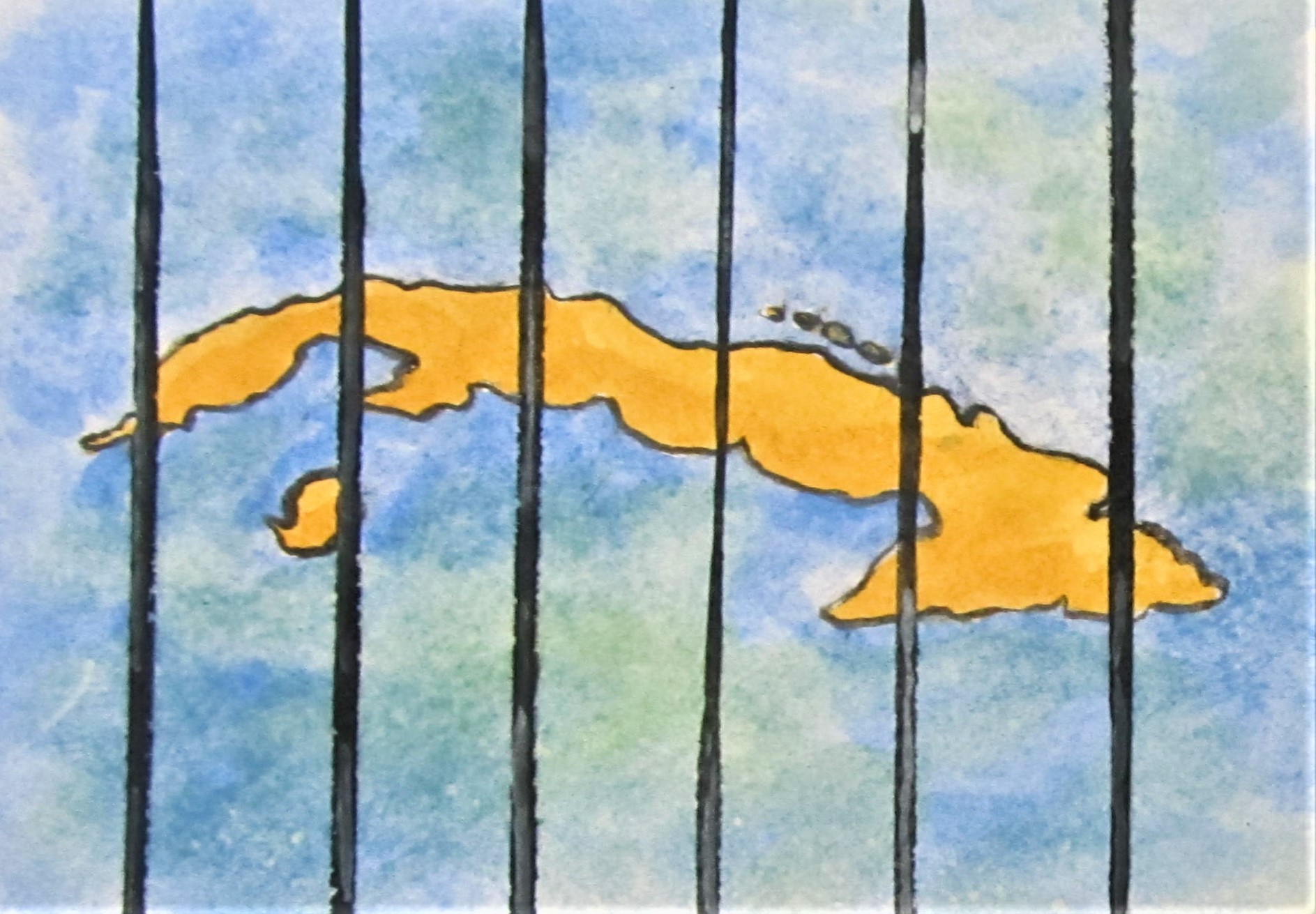 Original 1981 Cuban painting by Florencio Lennox Campello