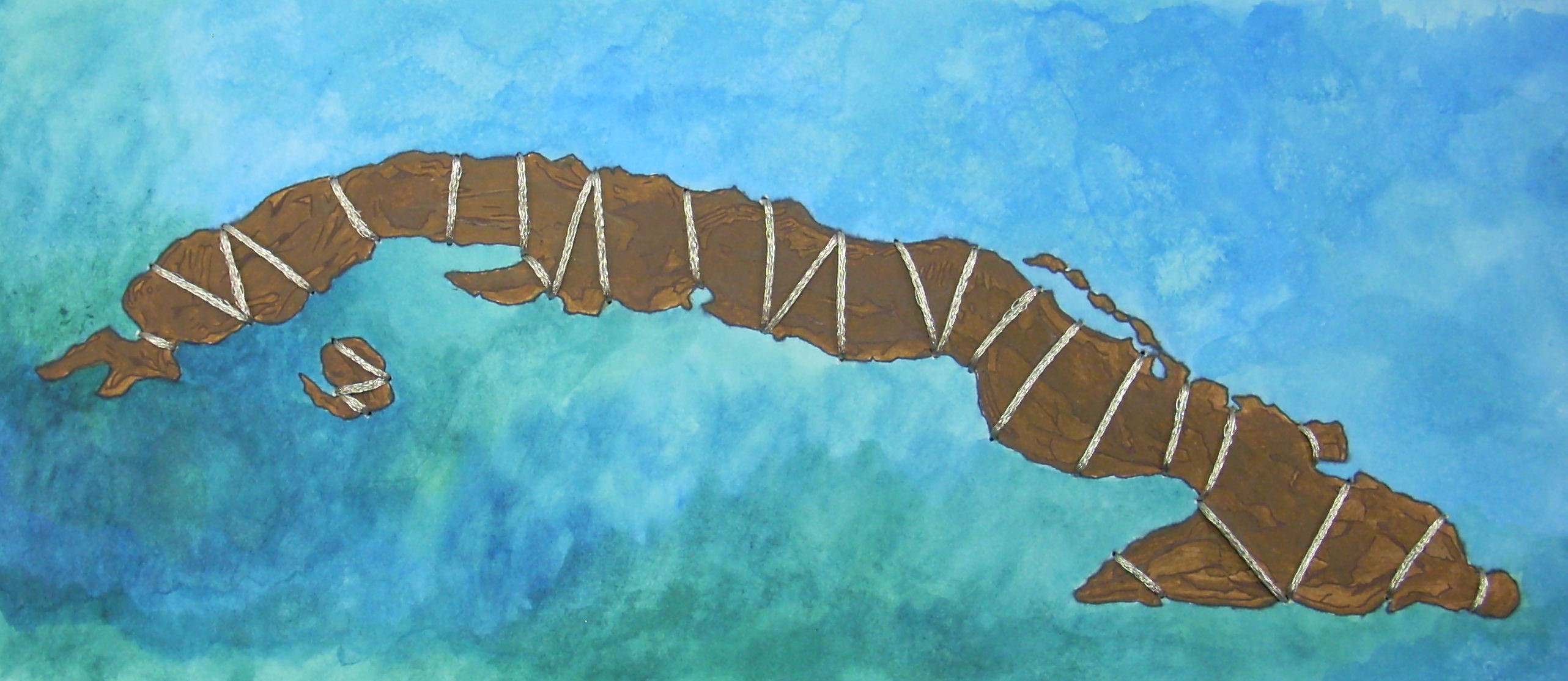 Original 1980 Cuban mixed media painting by Florencio Lennox Campello