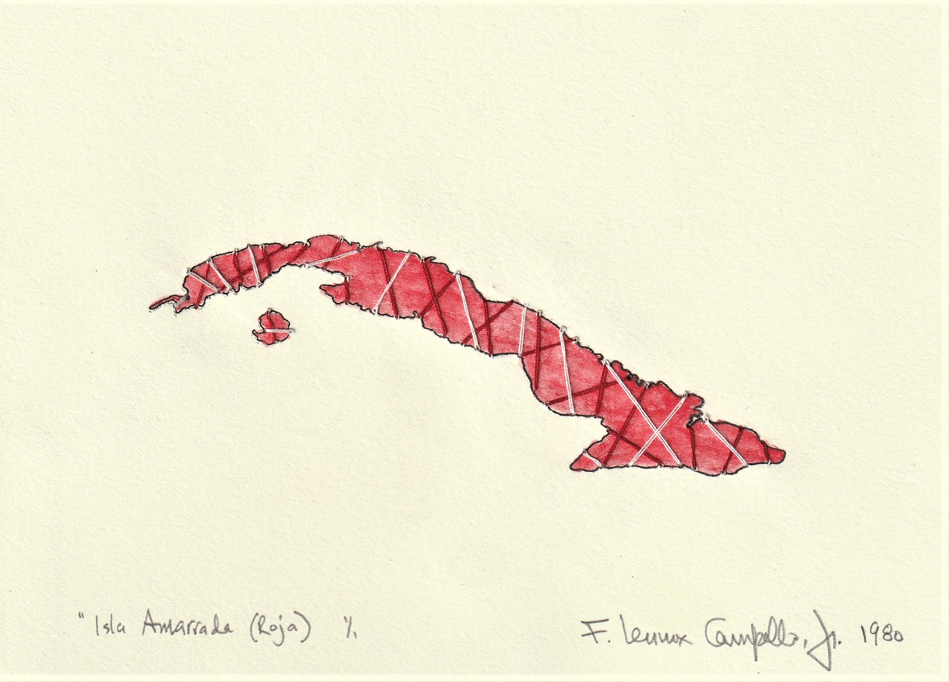 Original 1980 Cuban painting by Florencio Lennox Campello
