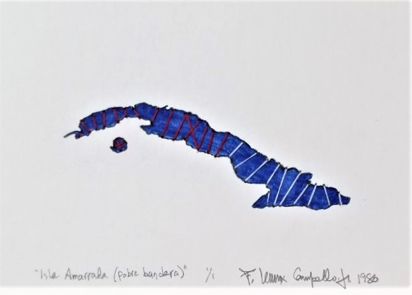 Original 1980 Cuban mixed media piece by Florencio Lennox Campello